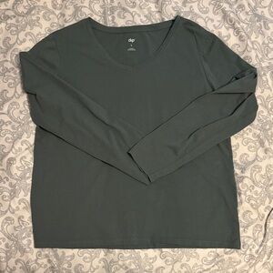 Dip Forest Green V-Neck Long Sleeve Top